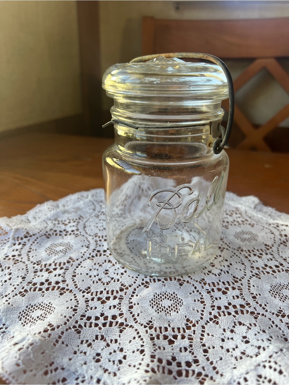 Vintage antique pints glass ball jar with wire top